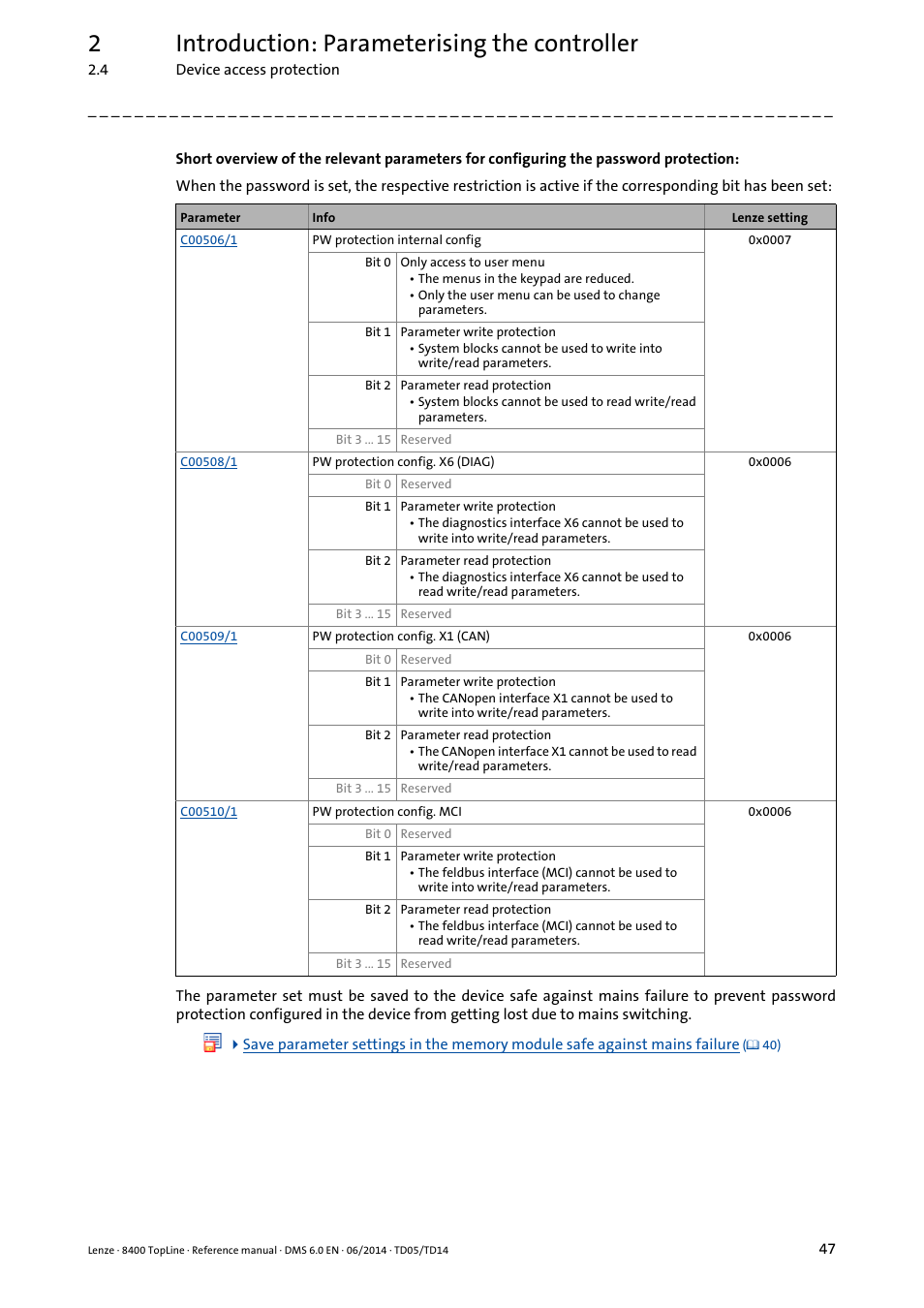 2introduction: parameterising the controller | Lenze 8400 TopLine User Manual | Page 47 / 1760