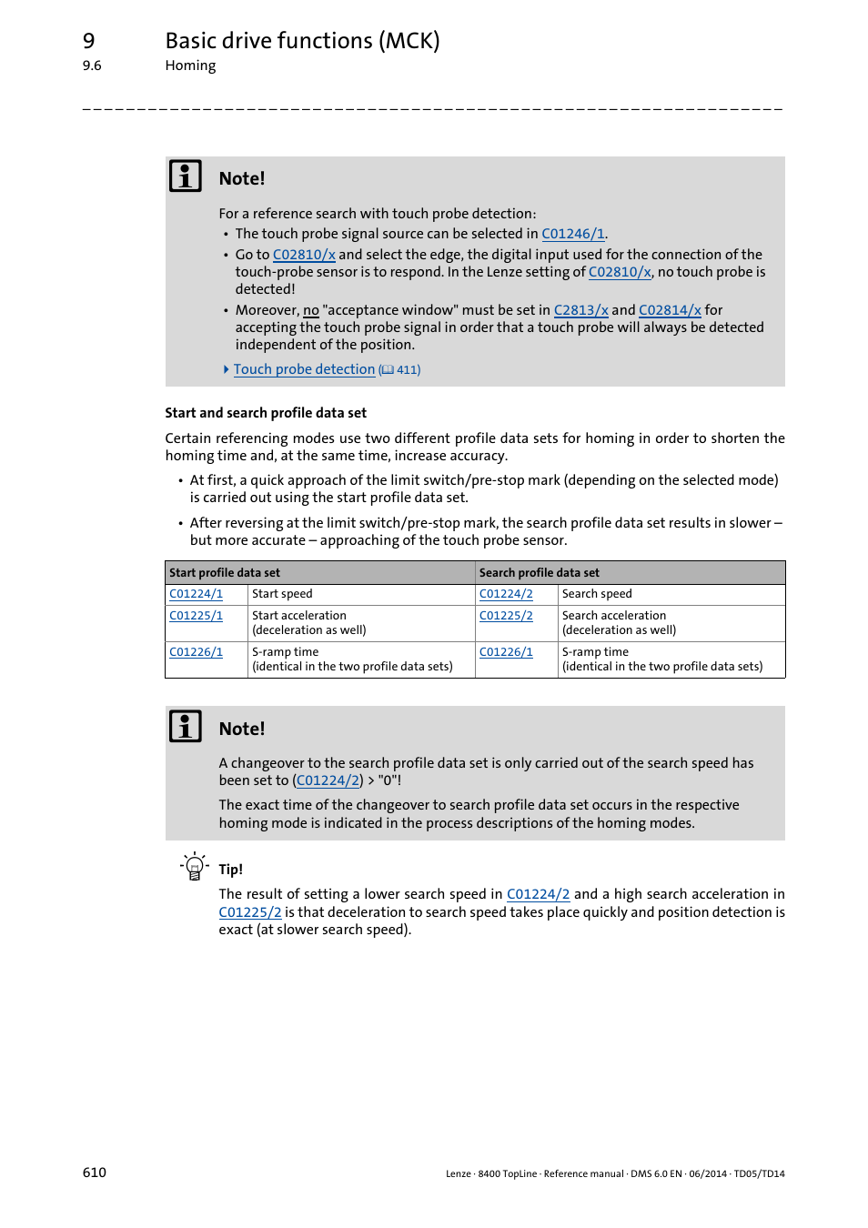 9basic drive functions (mck) | Lenze 8400 TopLine User Manual | Page 610 / 1760