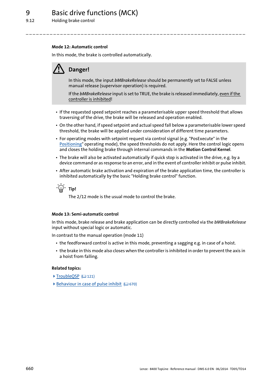 9basic drive functions (mck) | Lenze 8400 TopLine User Manual | Page 660 / 1760