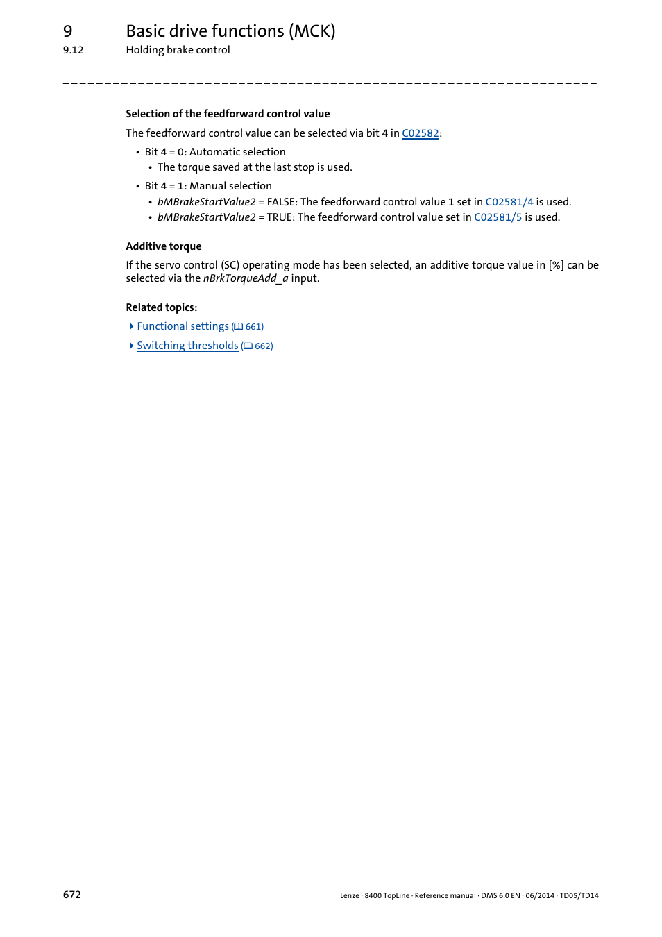 9basic drive functions (mck) | Lenze 8400 TopLine User Manual | Page 672 / 1760