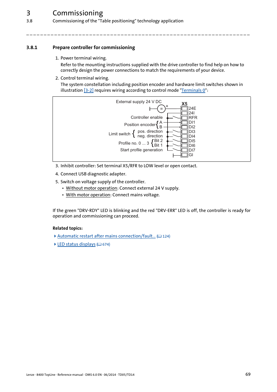 1 prepare controller for commissioning, Prepare controller for commissioning, 3commissioning | Lenze 8400 TopLine User Manual | Page 69 / 1760