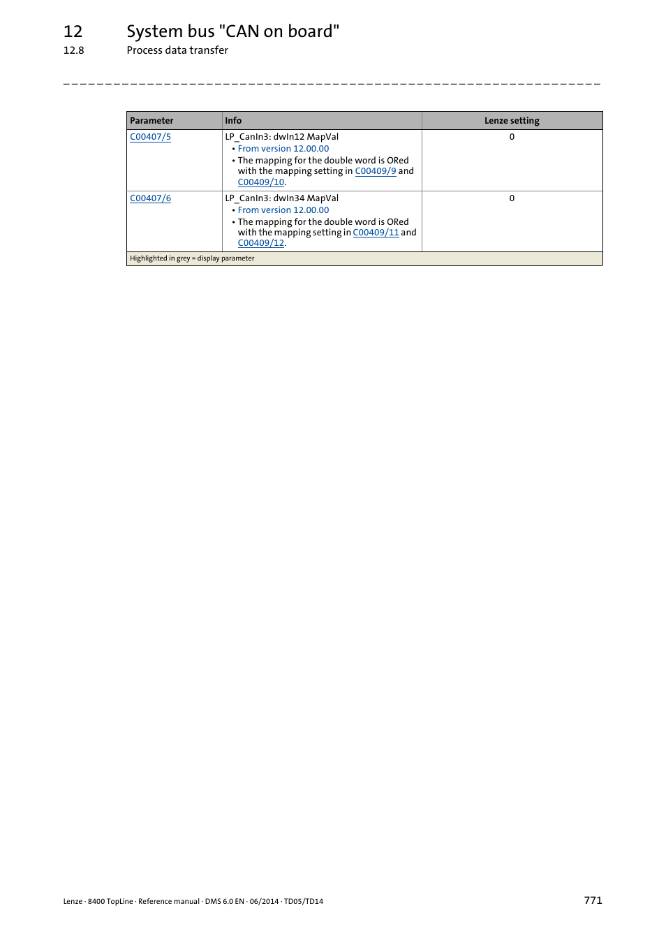 12 system bus "can on board | Lenze 8400 TopLine User Manual | Page 771 / 1760