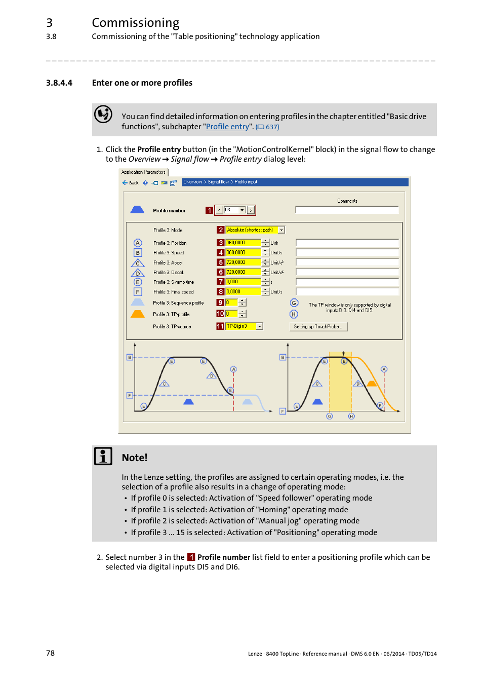 4 enter one or more profiles, Enter one or more profiles, 3commissioning | Lenze 8400 TopLine User Manual | Page 78 / 1760