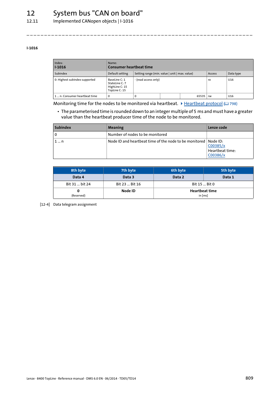 I-1016, Or via object, 12 system bus "can on board | Lenze 8400 TopLine User Manual | Page 809 / 1760