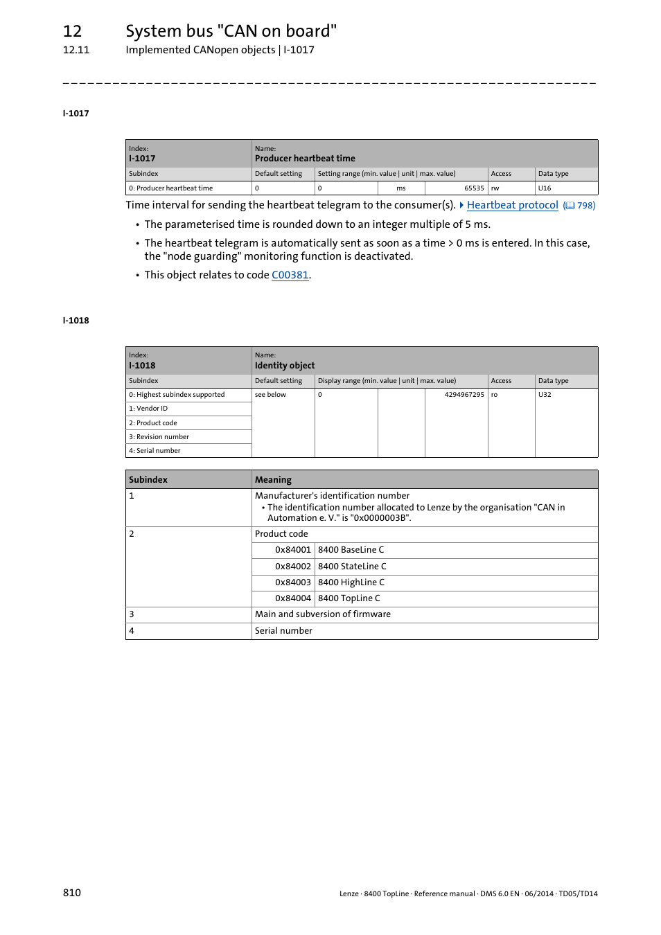 I-1017, The parameterised time, I-1018 | 12 system bus "can on board | Lenze 8400 TopLine User Manual | Page 810 / 1760