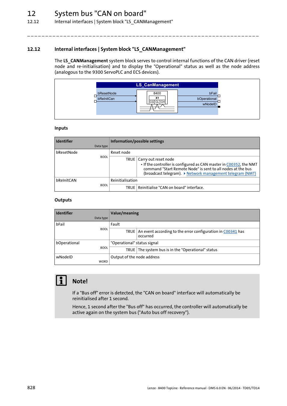 12 system bus "can on board | Lenze 8400 TopLine User Manual | Page 828 / 1760