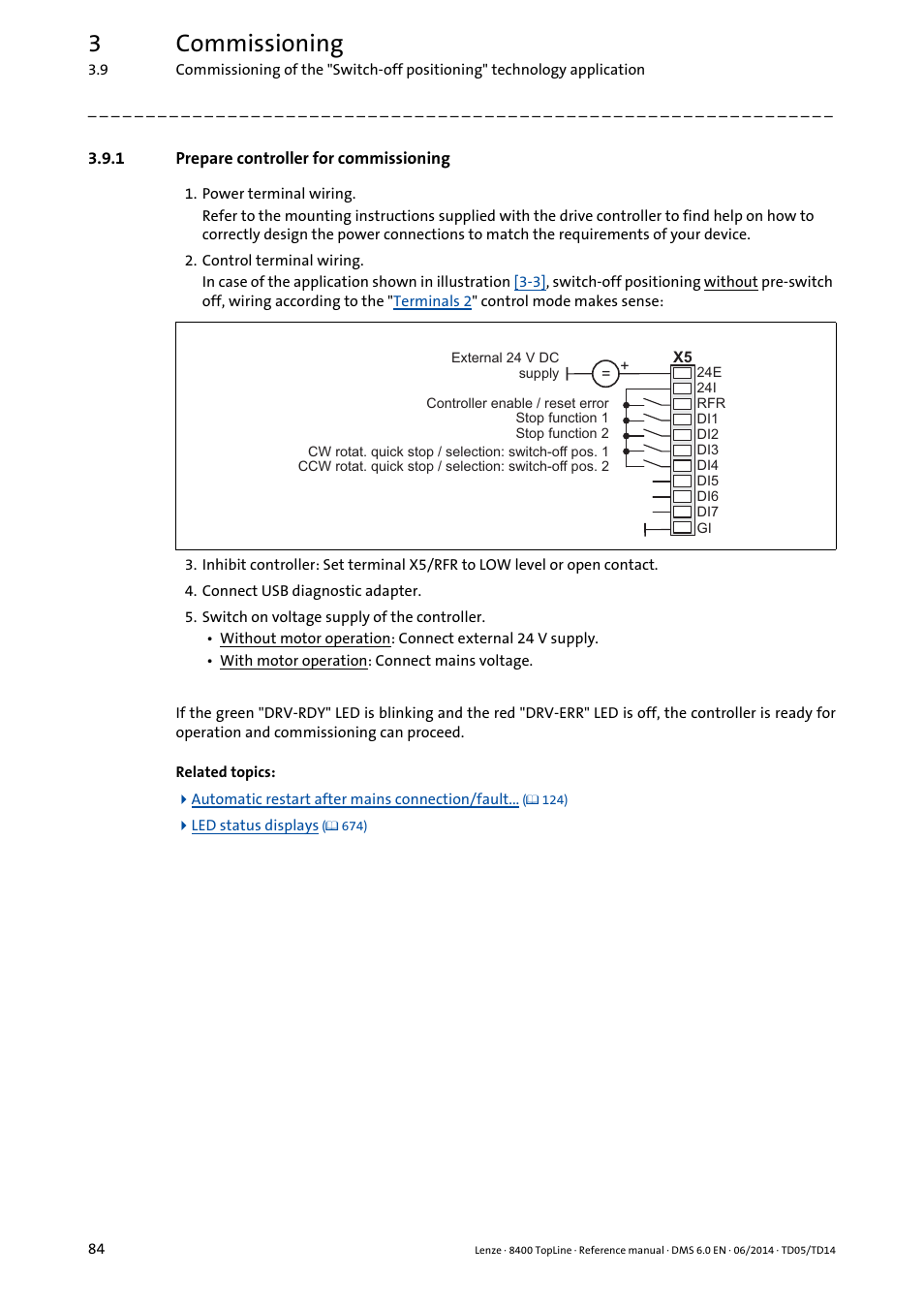 1 prepare controller for commissioning, Prepare controller for commissioning, 3commissioning | Lenze 8400 TopLine User Manual | Page 84 / 1760