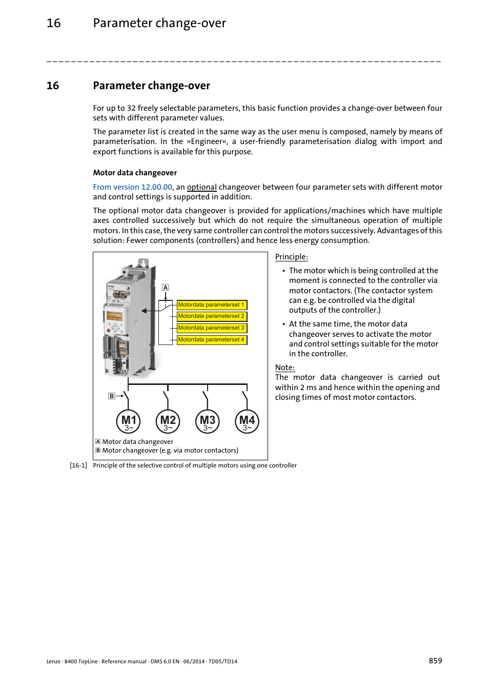 16 parameter change-over, Parameter change-over | Lenze 8400 TopLine User Manual | Page 859 / 1760