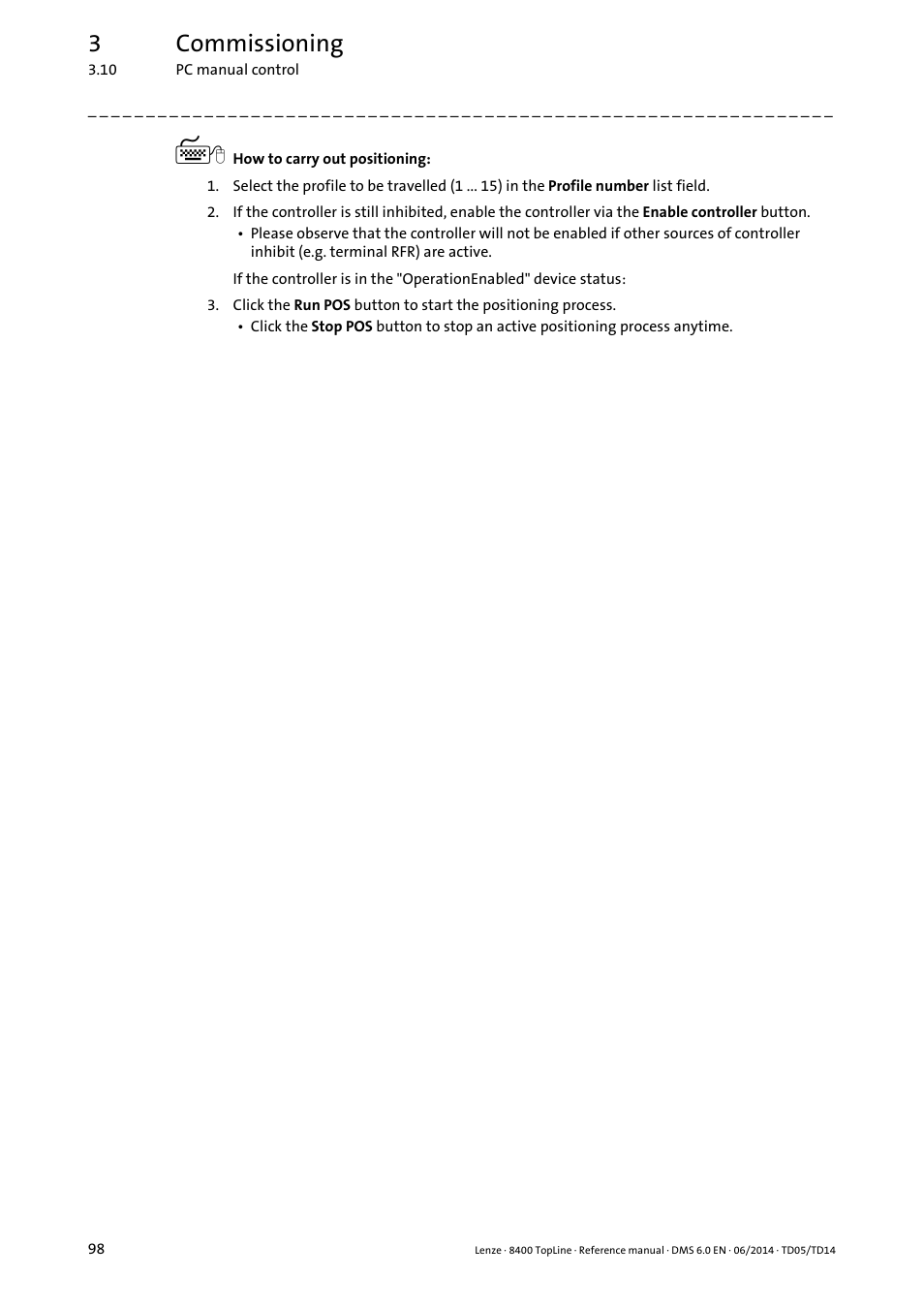 3commissioning | Lenze 8400 TopLine User Manual | Page 98 / 1760