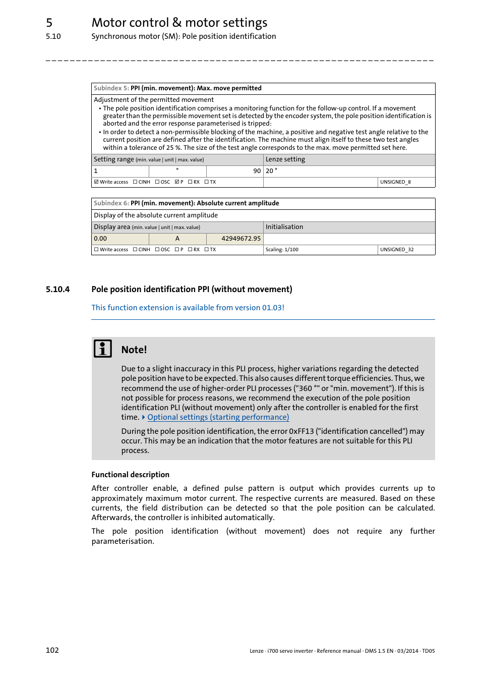 5motor control & motor settings | Lenze i700 User Manual | Page 102 / 338