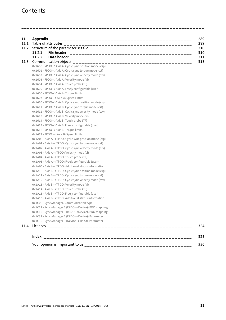 Lenze i700 User Manual | Page 11 / 338