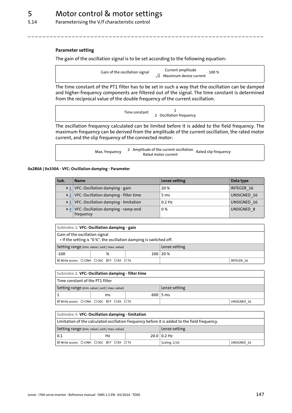 0x2b0a, 0x330a, 5motor control & motor settings | Lenze i700 User Manual | Page 147 / 338