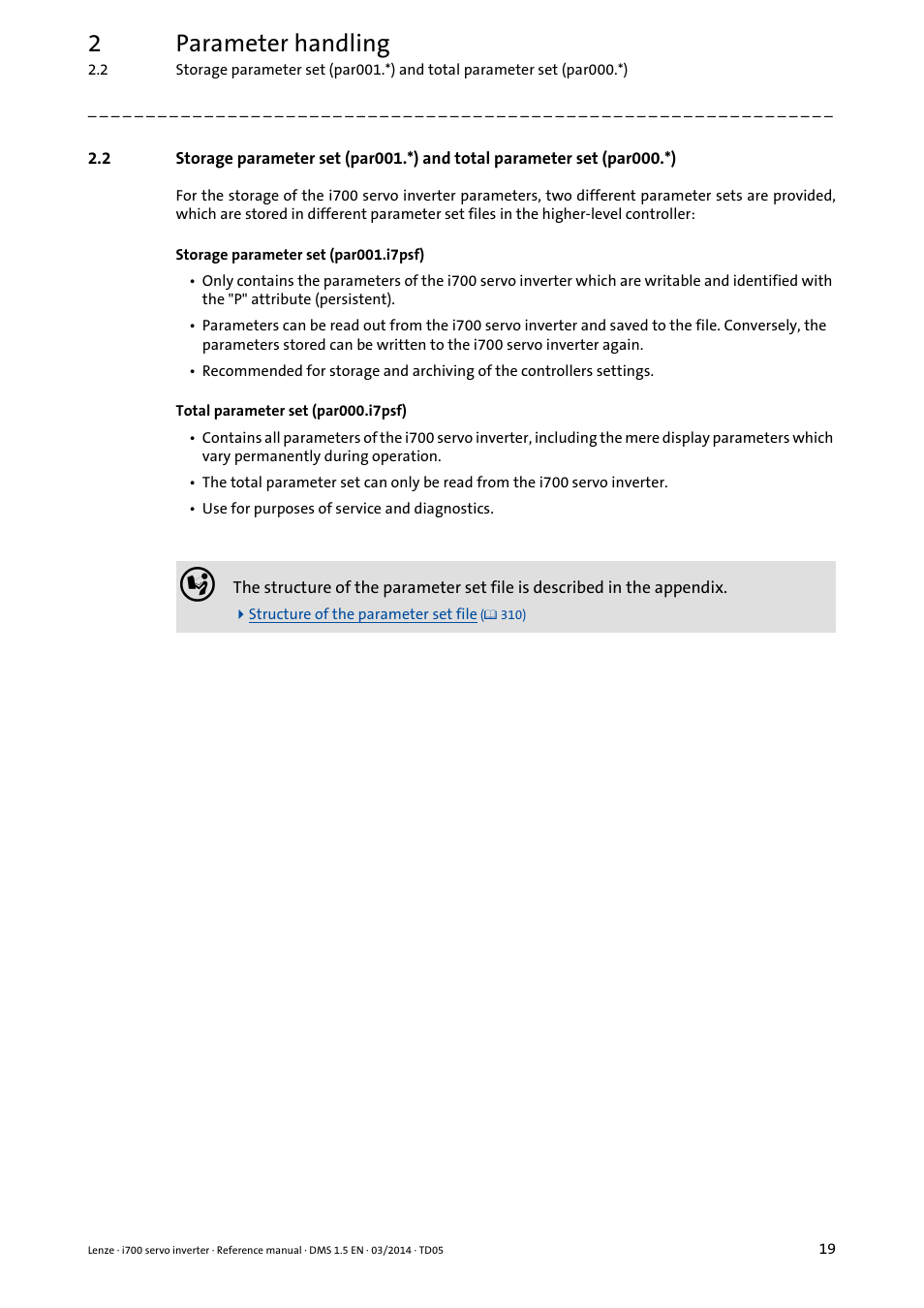 2parameter handling | Lenze i700 User Manual | Page 19 / 338