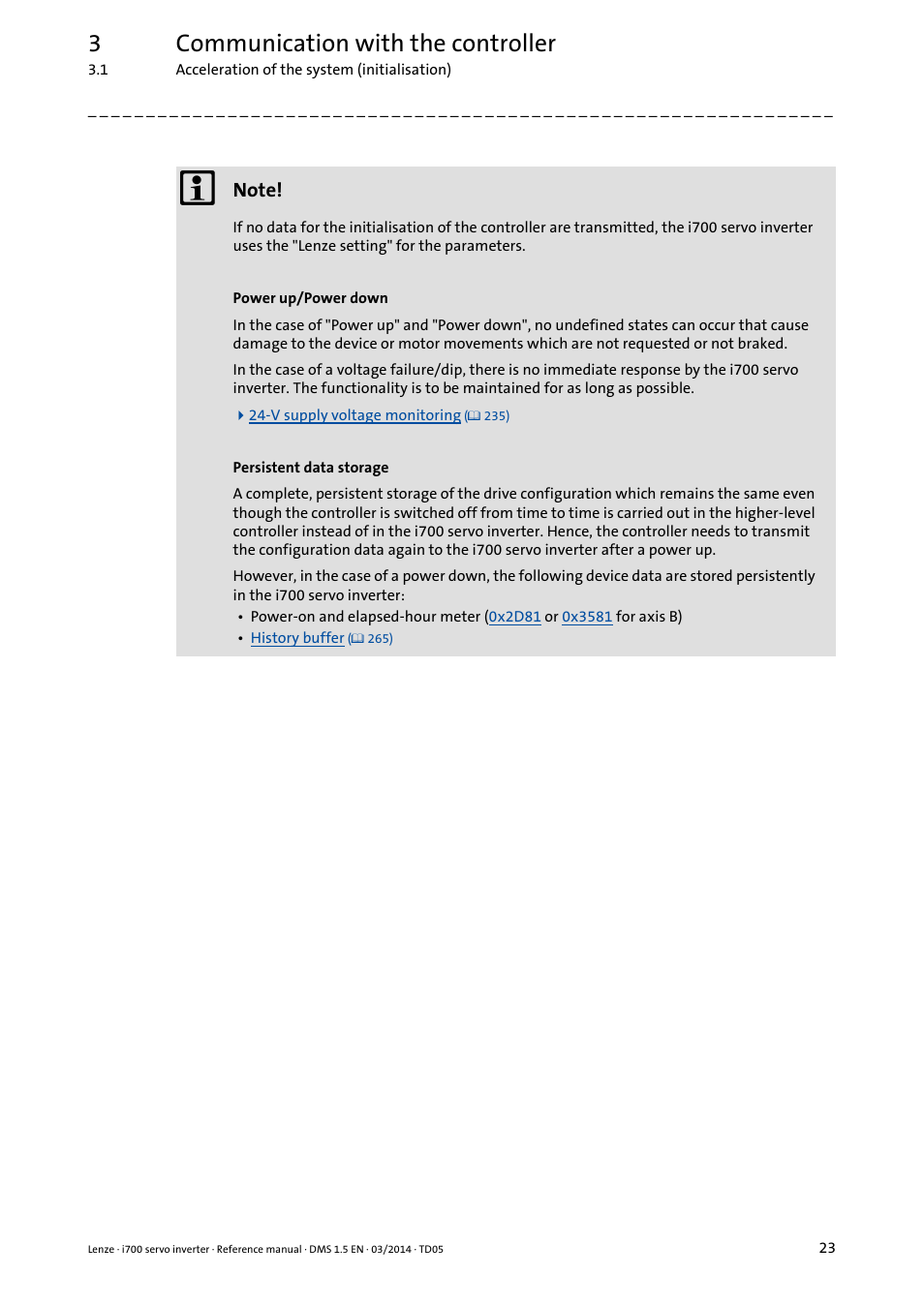 3communication with the controller | Lenze i700 User Manual | Page 23 / 338