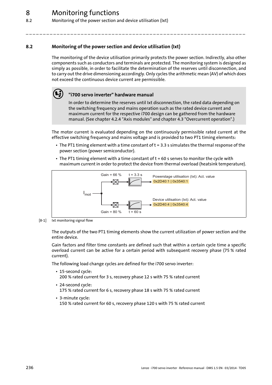8monitoring functions | Lenze i700 User Manual | Page 236 / 338