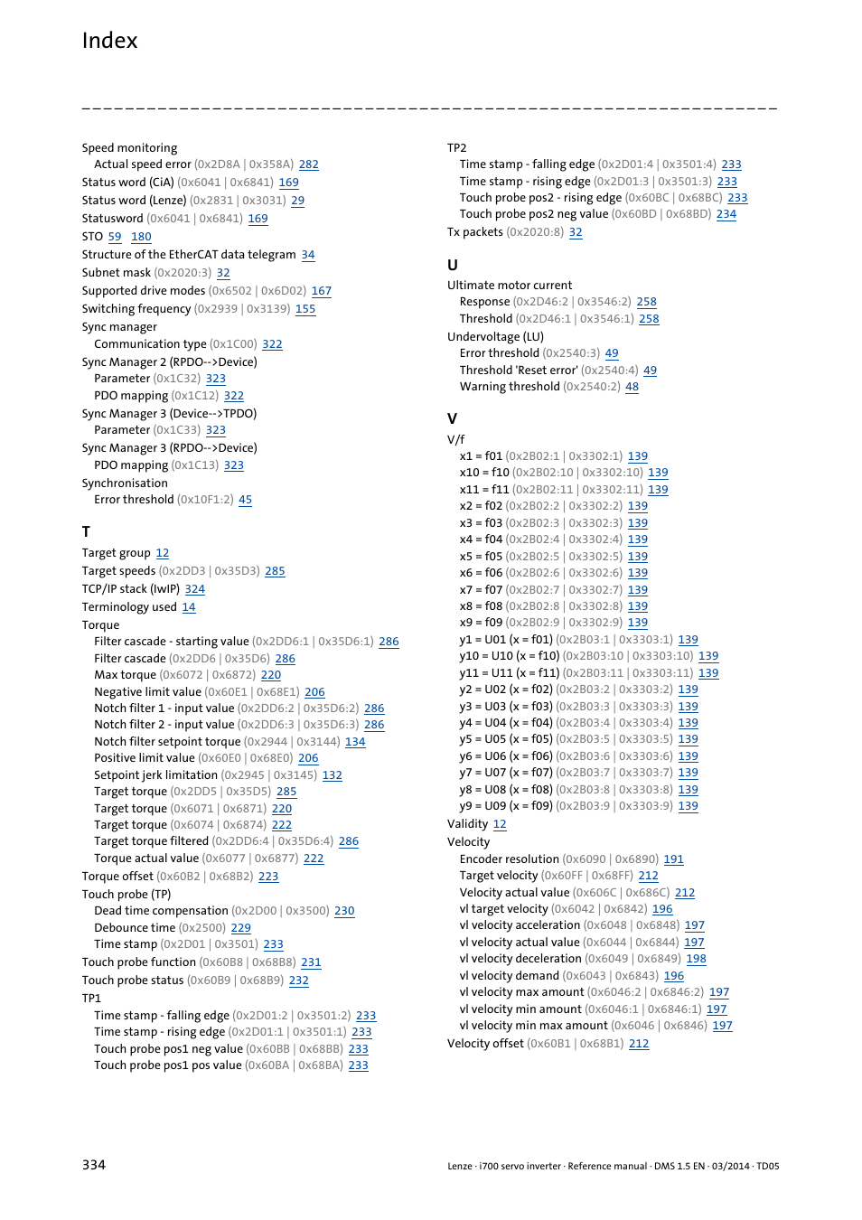 Index | Lenze i700 User Manual | Page 334 / 338