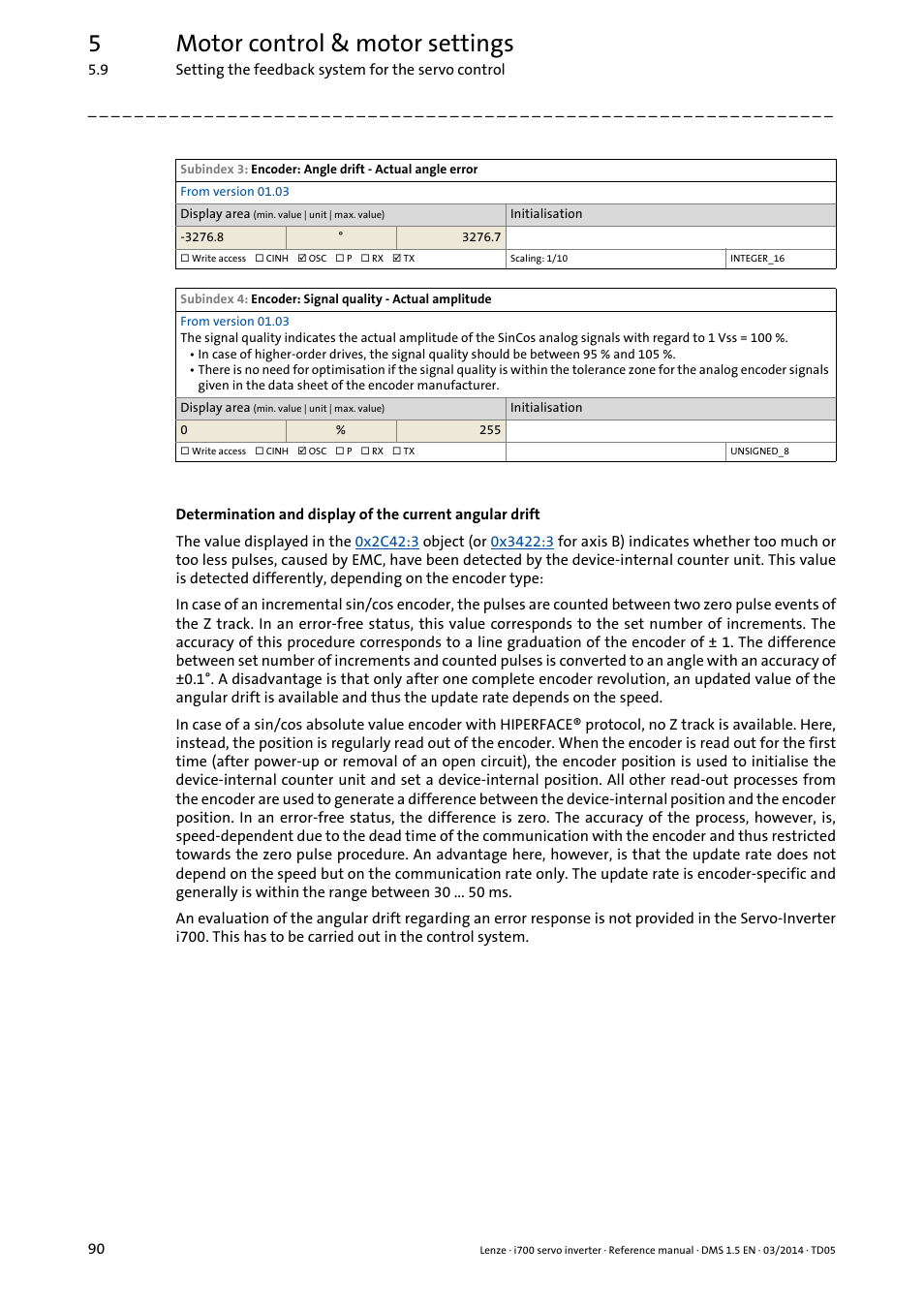 5motor control & motor settings | Lenze i700 User Manual | Page 90 / 338