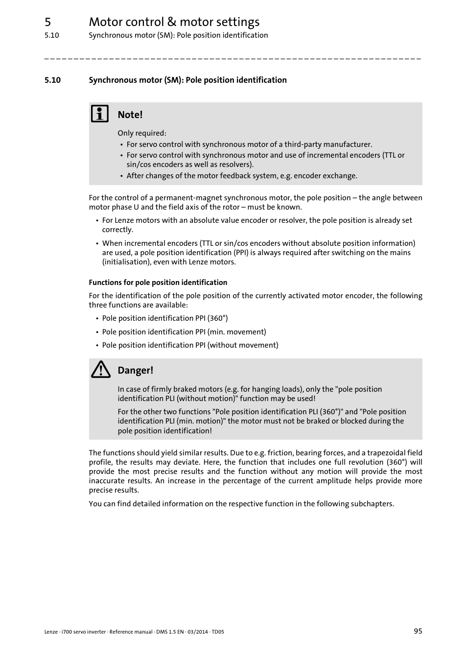 5motor control & motor settings | Lenze i700 User Manual | Page 95 / 338