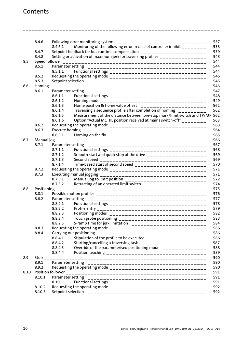 Lenze 8400 HighLine User Manual | Page 10 / 1576