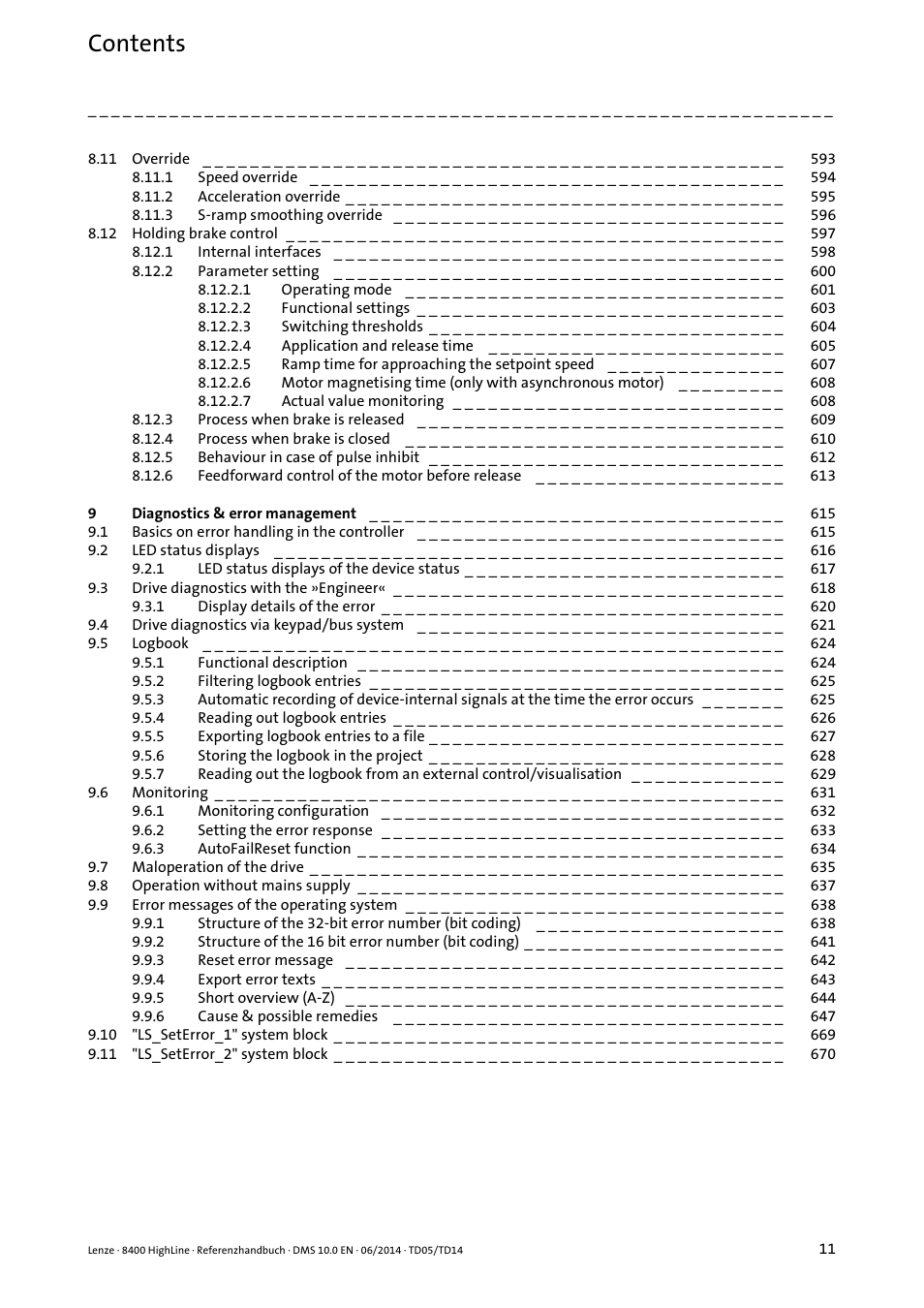 Lenze 8400 HighLine User Manual | Page 11 / 1576