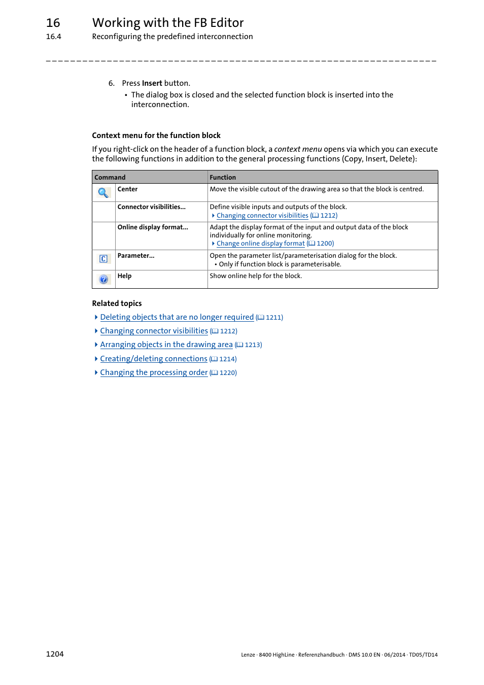 16 working with the fb editor | Lenze 8400 HighLine User Manual | Page 1204 / 1576