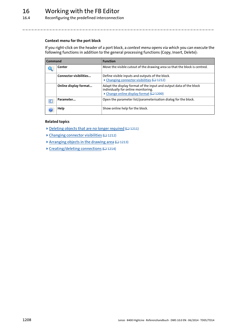 16 working with the fb editor | Lenze 8400 HighLine User Manual | Page 1208 / 1576