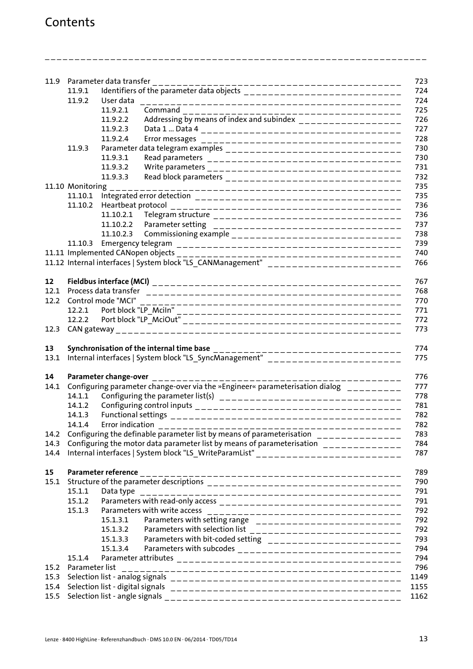 Lenze 8400 HighLine User Manual | Page 13 / 1576