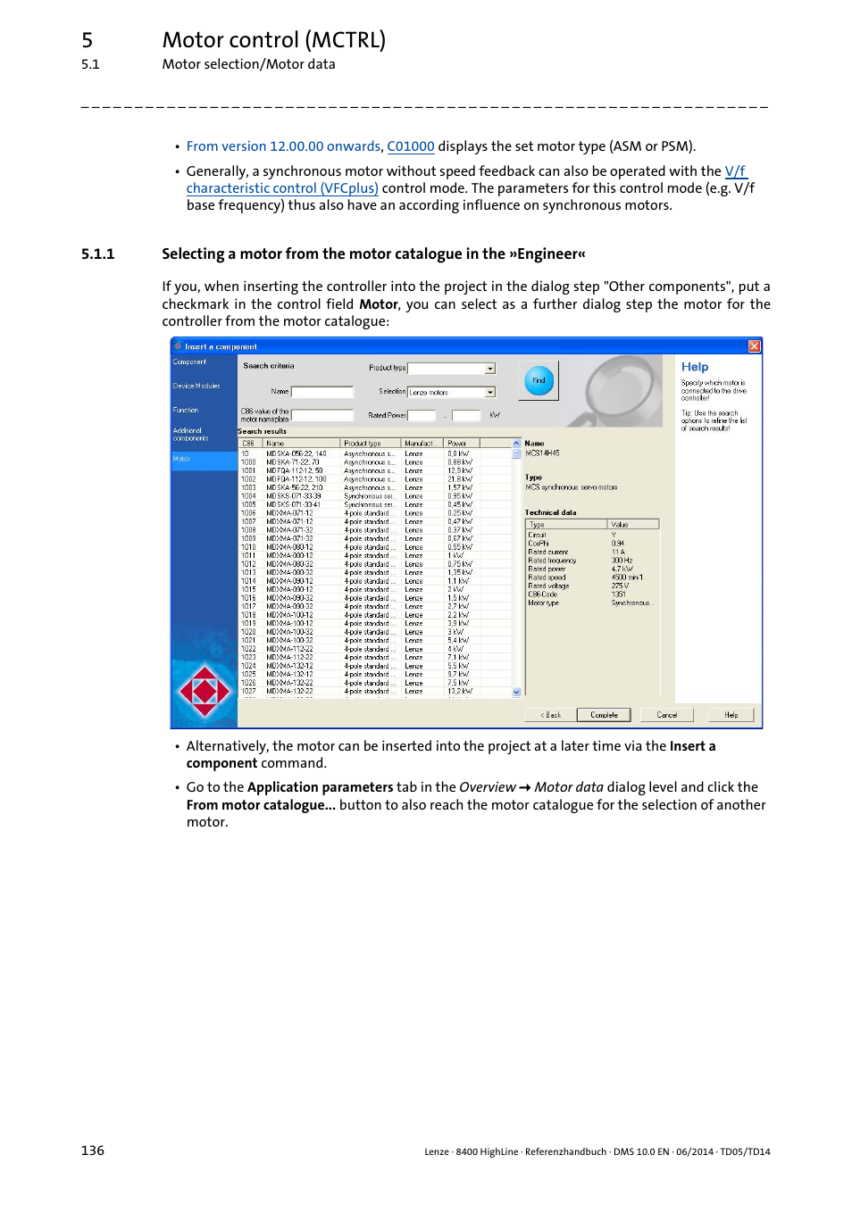 Motor, 5motor control (mctrl) | Lenze 8400 HighLine User Manual | Page 136 / 1576