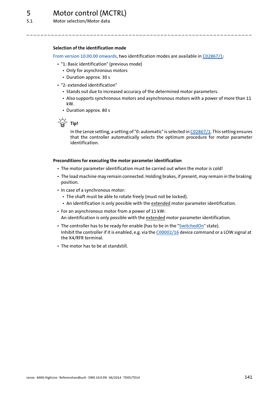 5motor control (mctrl) | Lenze 8400 HighLine User Manual | Page 141 / 1576