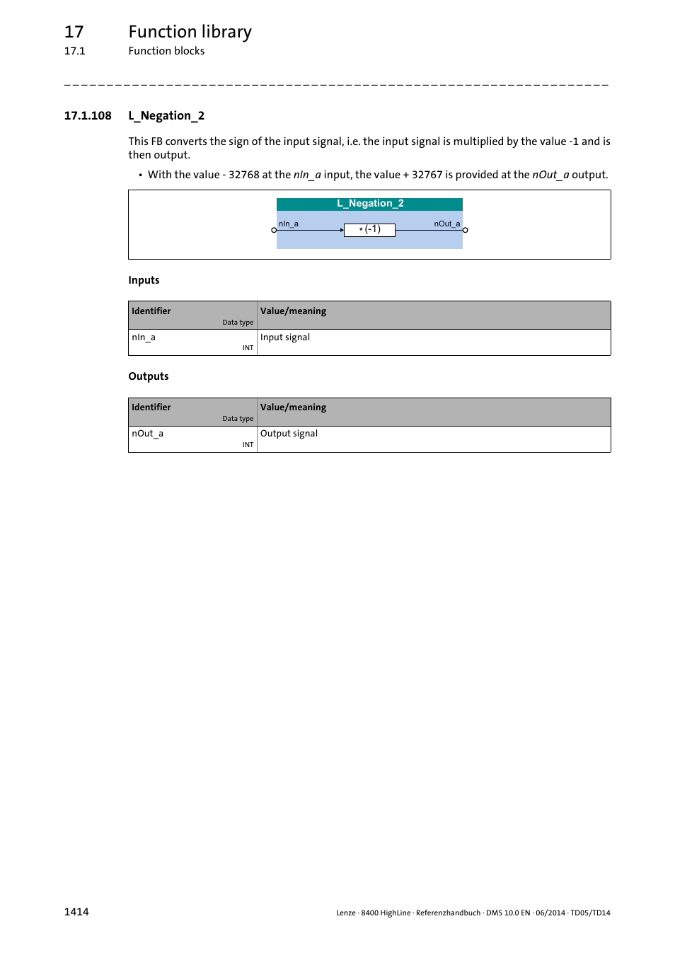 108 l_negation_2, 108 l_negation_2 4, L_negation_2 | 17 function library | Lenze 8400 HighLine User Manual | Page 1414 / 1576