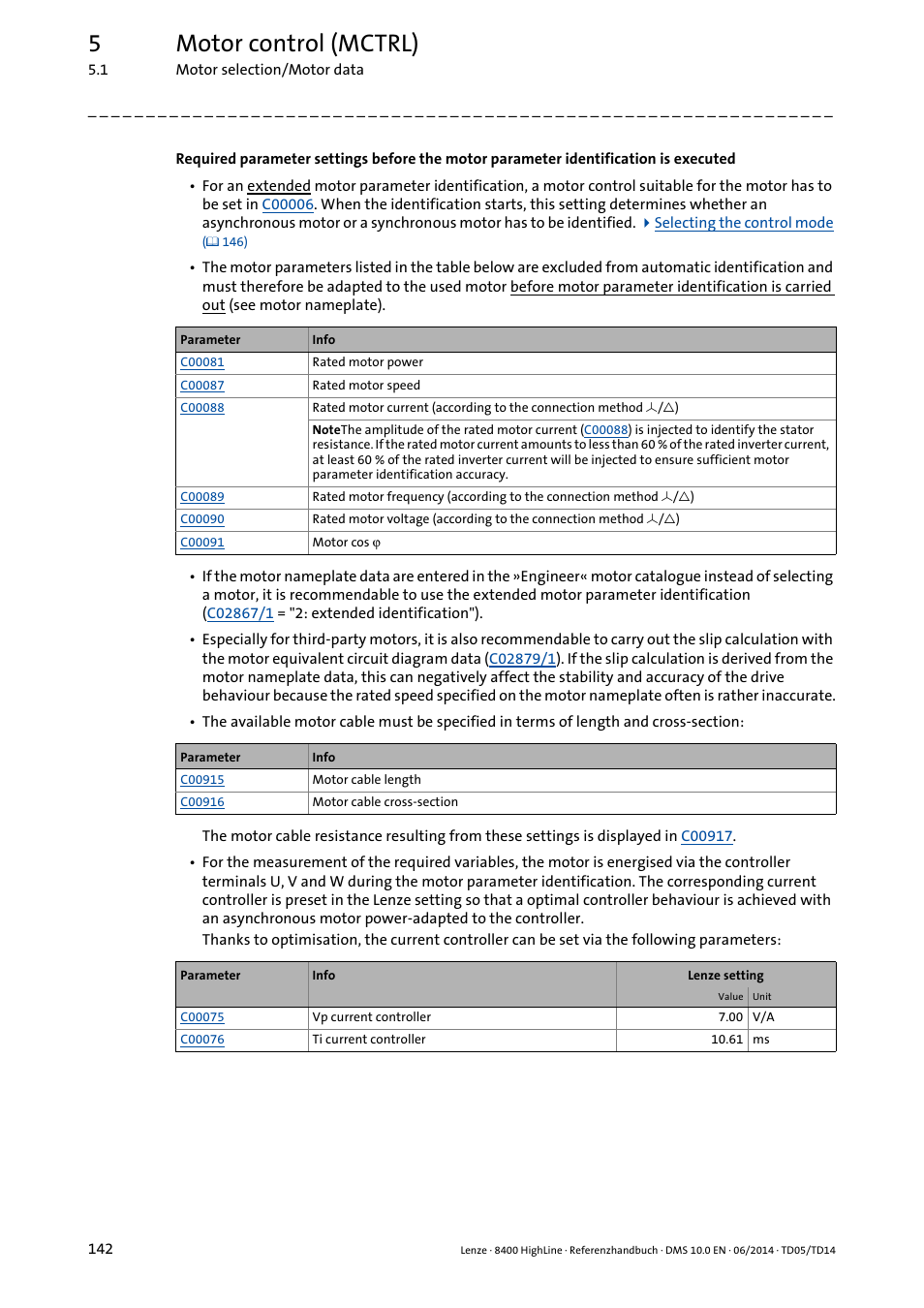 5motor control (mctrl) | Lenze 8400 HighLine User Manual | Page 142 / 1576