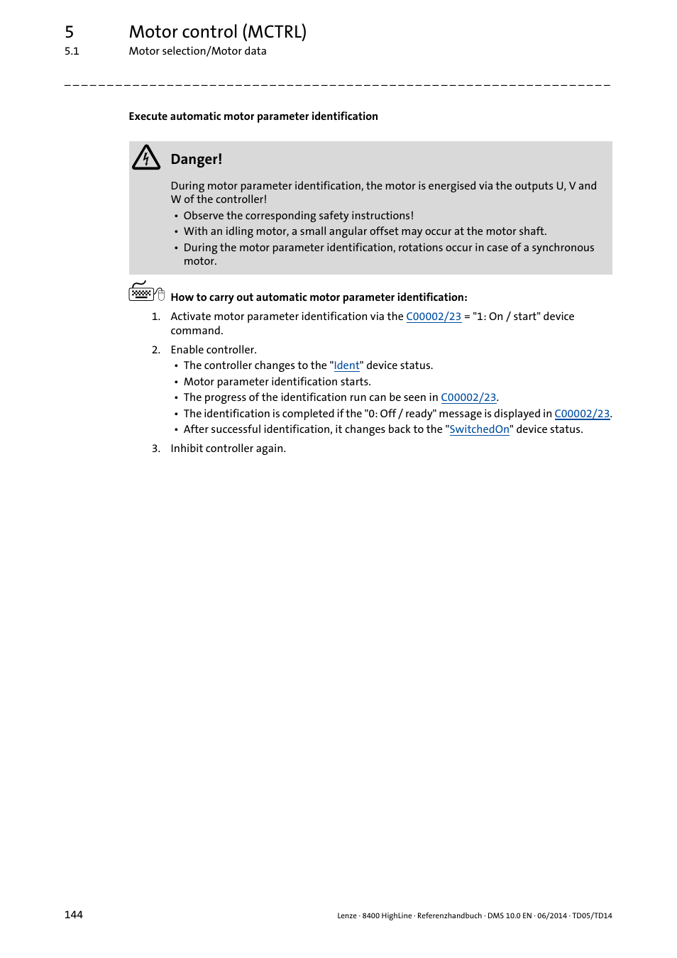 5motor control (mctrl) | Lenze 8400 HighLine User Manual | Page 144 / 1576