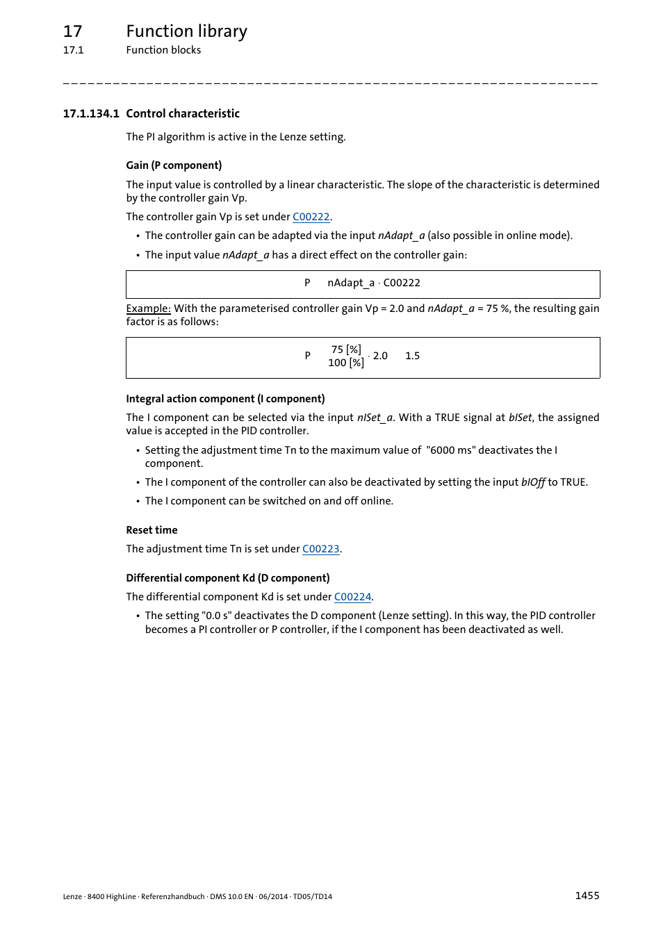 1 control characteristic, 1 control characteristic 5, 17 function library | Lenze 8400 HighLine User Manual | Page 1455 / 1576