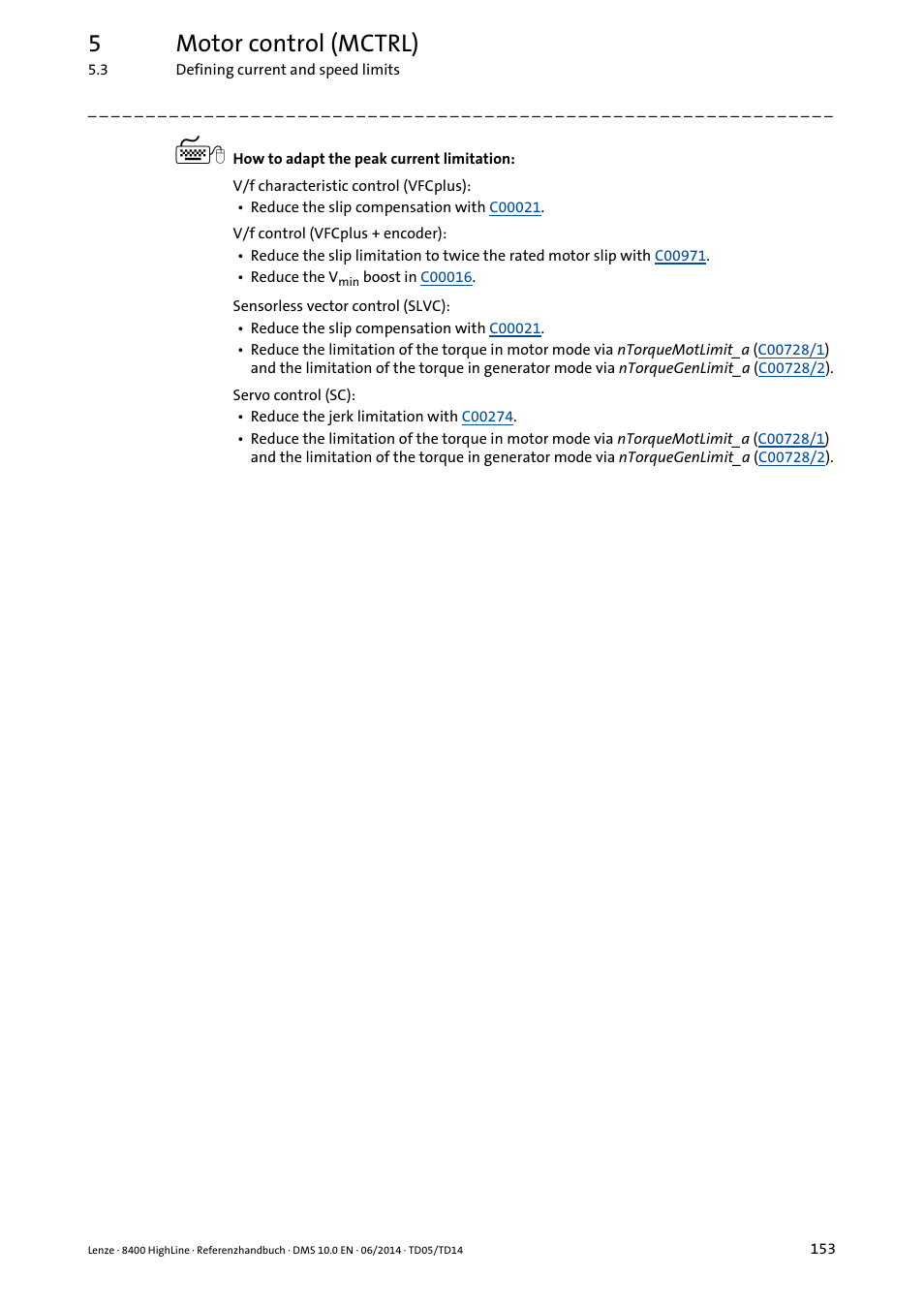 5motor control (mctrl) | Lenze 8400 HighLine User Manual | Page 153 / 1576