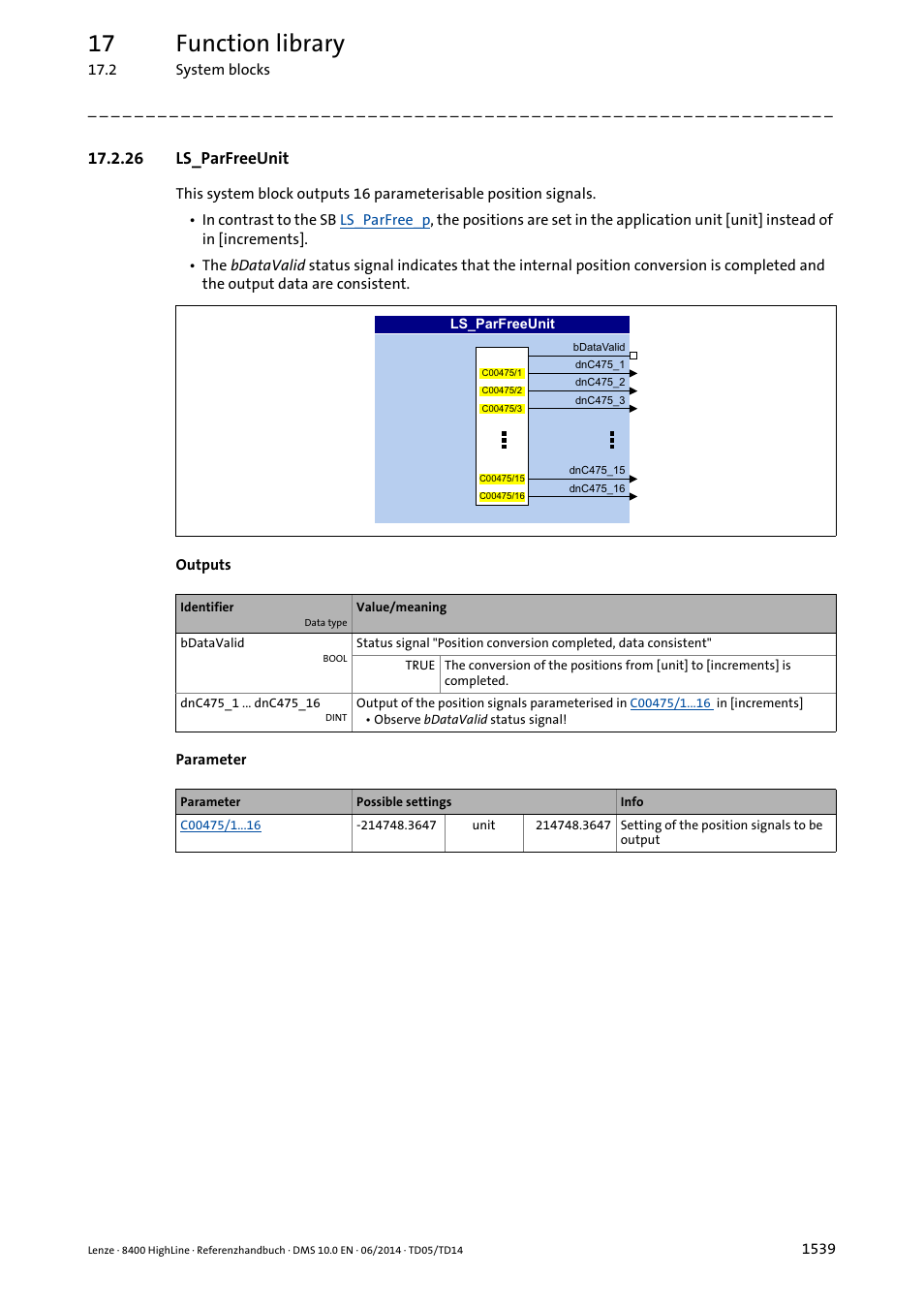 26 ls_parfreeunit, 26 ls_parfreeunit 9, Ls_parfreeunit | 17 function library | Lenze 8400 HighLine User Manual | Page 1539 / 1576