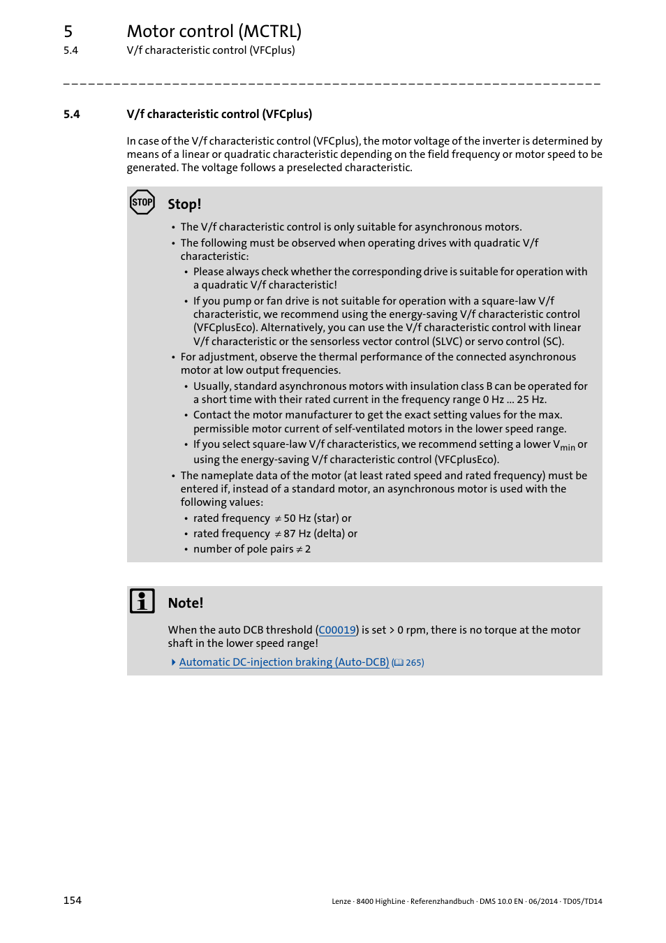 4 v/f characteristic control (vfcplus), V/f characteristic control (vfcplus), 5motor control (mctrl) | Lenze 8400 HighLine User Manual | Page 154 / 1576