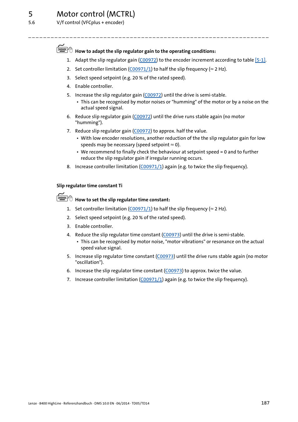 5motor control (mctrl) | Lenze 8400 HighLine User Manual | Page 187 / 1576