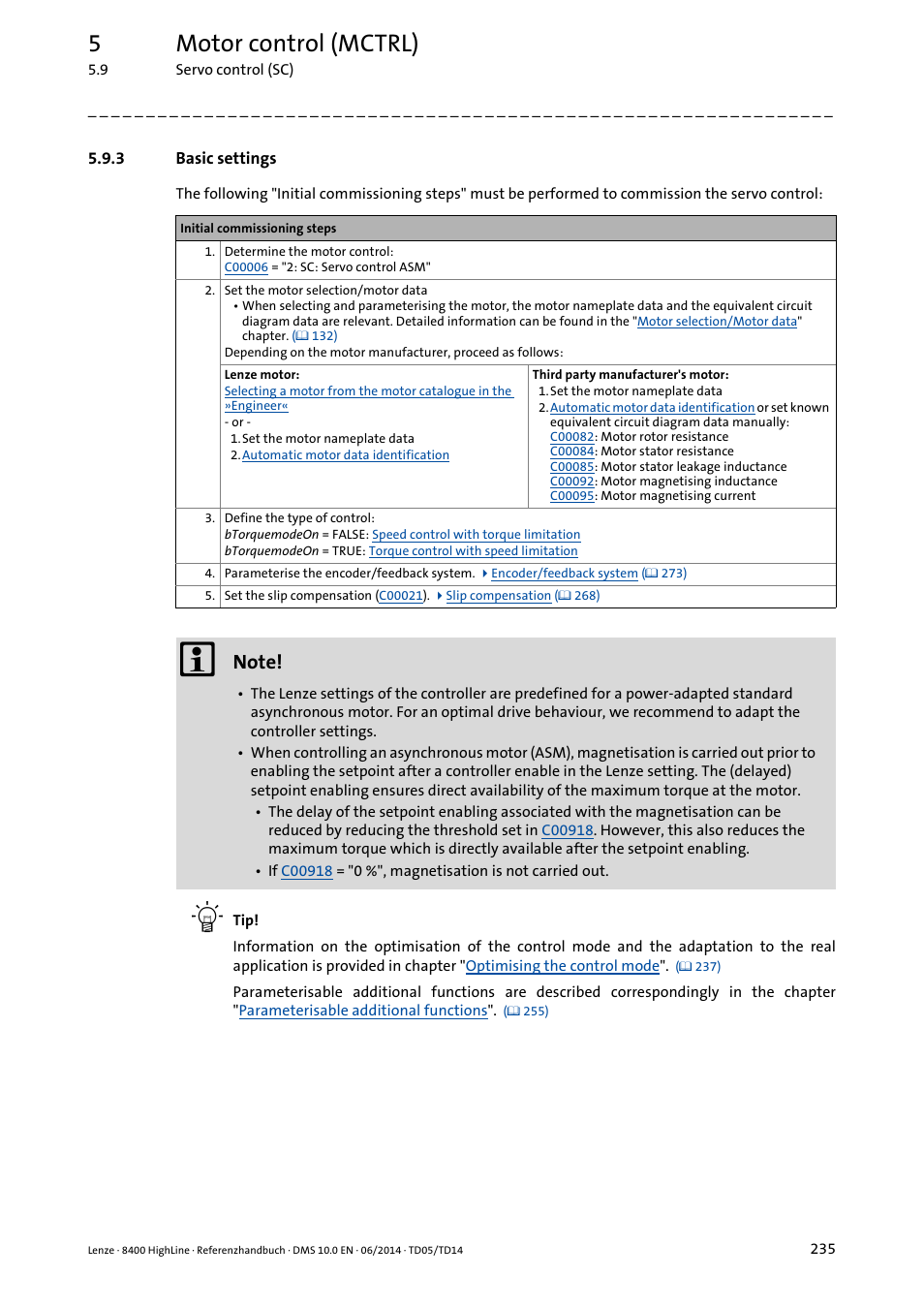 3 basic settings, Basic settings, 5motor control (mctrl) | Lenze 8400 HighLine User Manual | Page 235 / 1576