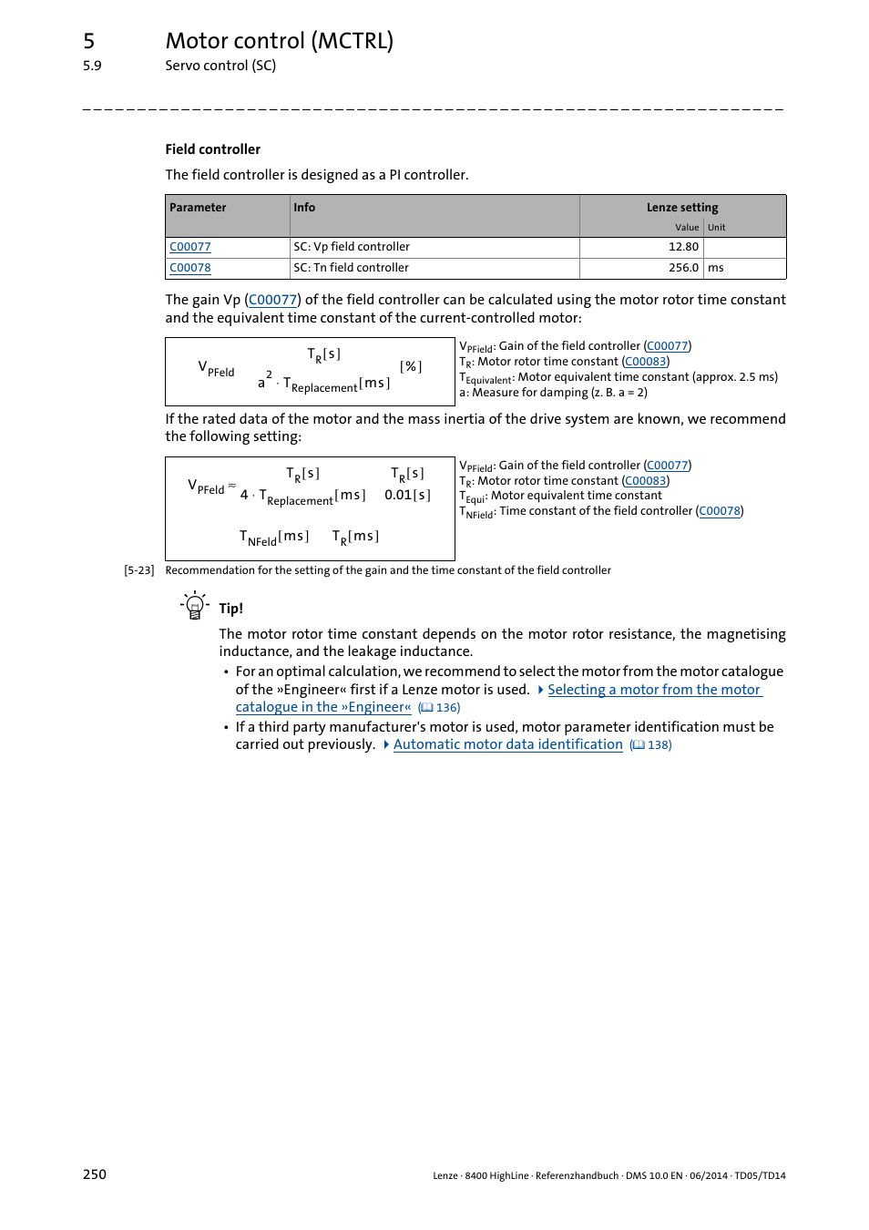 5motor control (mctrl) | Lenze 8400 HighLine User Manual | Page 250 / 1576