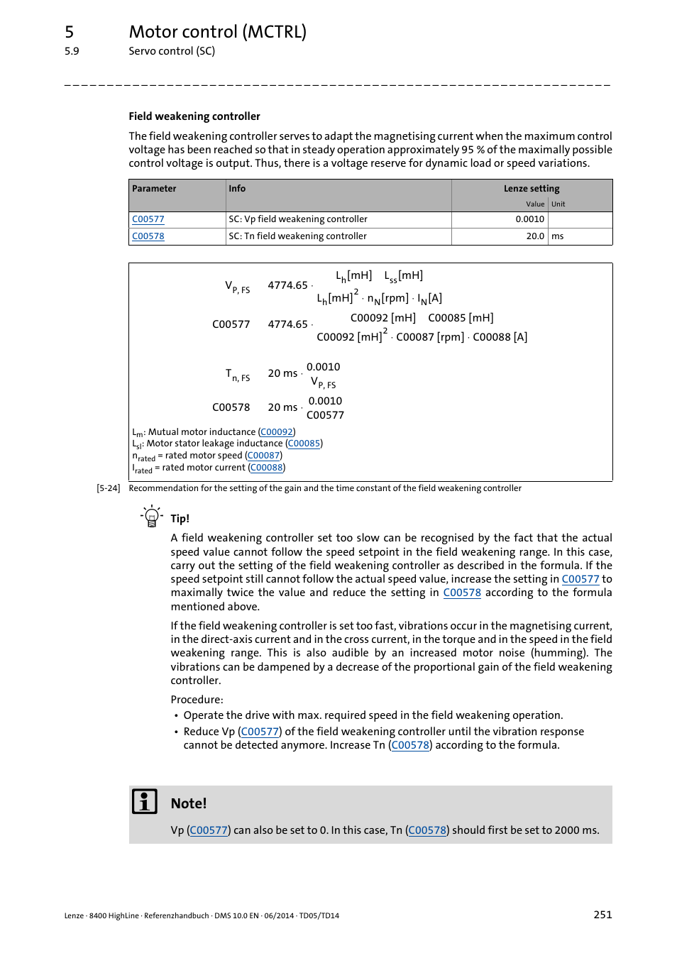 5motor control (mctrl) | Lenze 8400 HighLine User Manual | Page 251 / 1576