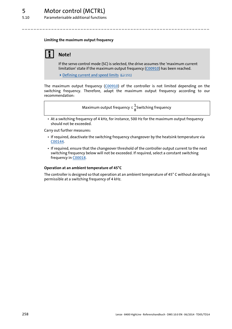 5motor control (mctrl) | Lenze 8400 HighLine User Manual | Page 258 / 1576