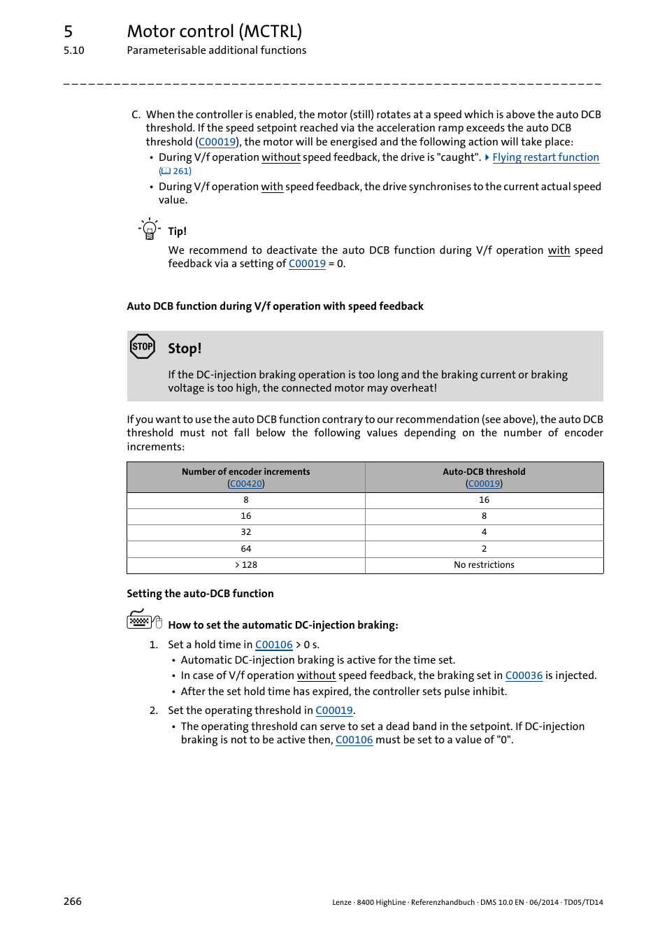 5motor control (mctrl), Stop | Lenze 8400 HighLine User Manual | Page 266 / 1576