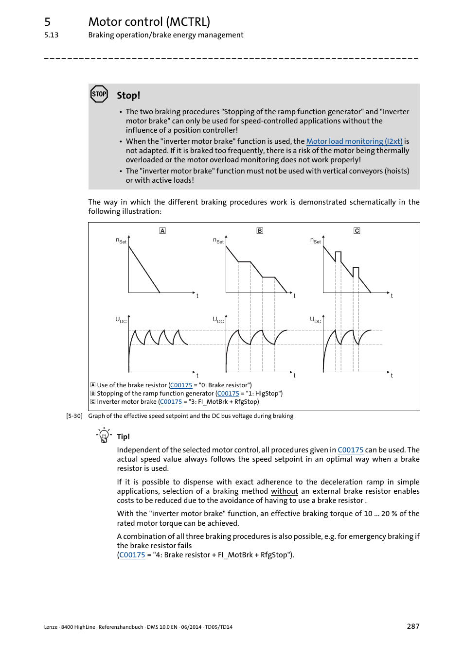 5motor control (mctrl), Stop | Lenze 8400 HighLine User Manual | Page 287 / 1576