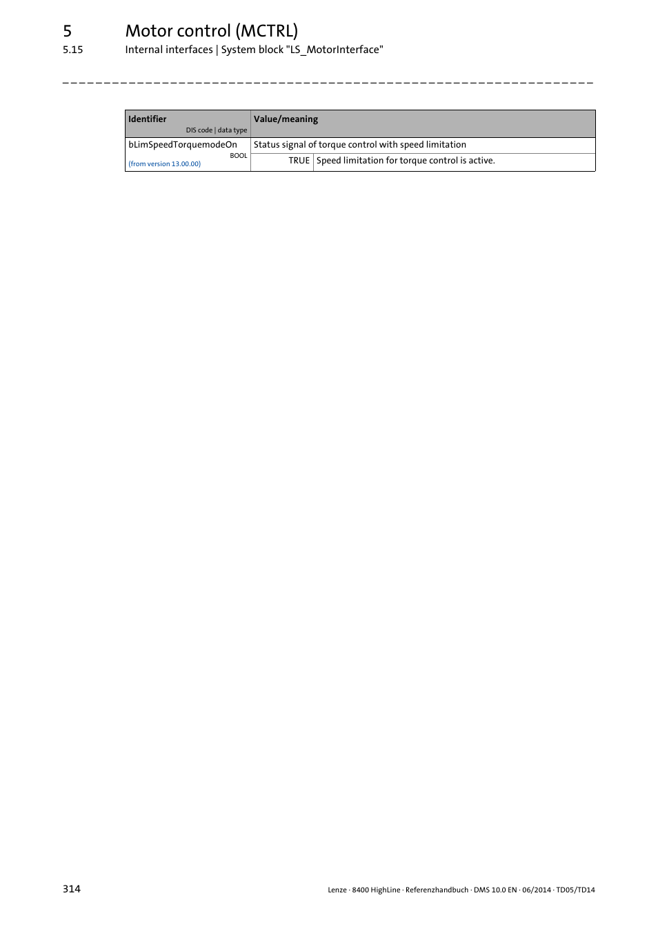 5motor control (mctrl) | Lenze 8400 HighLine User Manual | Page 314 / 1576