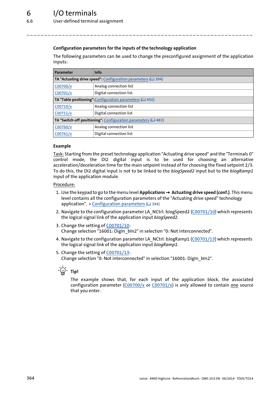 6i/o terminals | Lenze 8400 HighLine User Manual | Page 364 / 1576