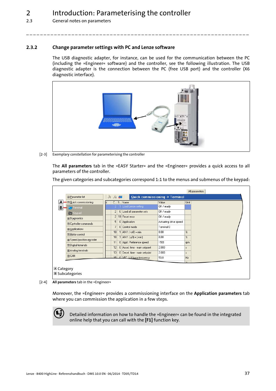 2introduction: parameterising the controller | Lenze 8400 HighLine User Manual | Page 37 / 1576