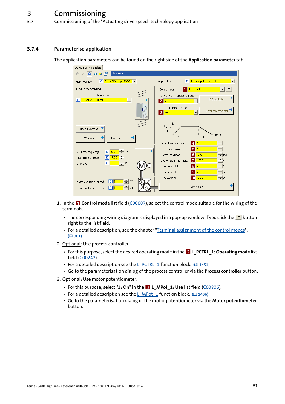 4 parameterise application, Parameterise application, 3commissioning | Lenze 8400 HighLine User Manual | Page 61 / 1576