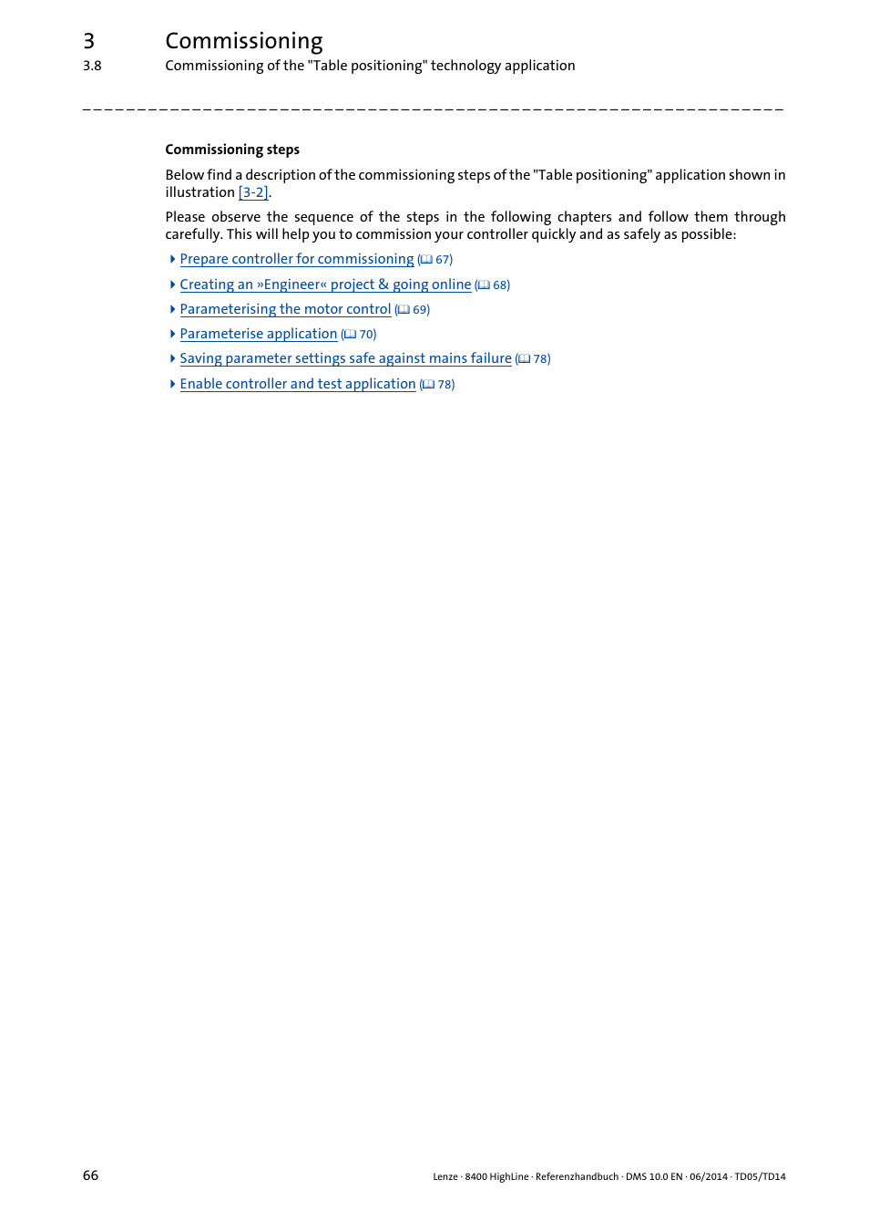 3commissioning | Lenze 8400 HighLine User Manual | Page 66 / 1576