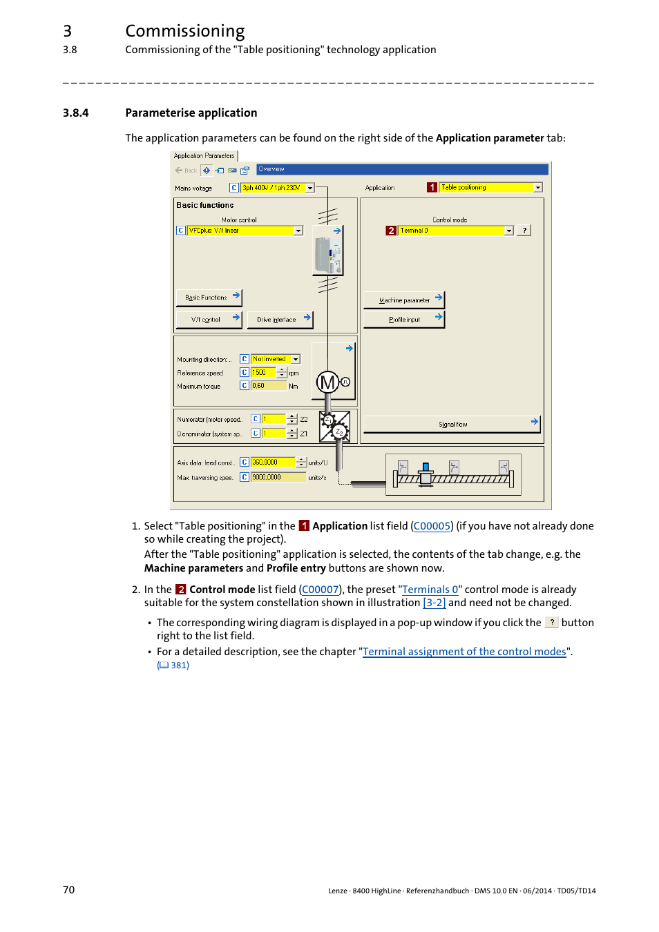 4 parameterise application, Parameterise application, 3commissioning | Lenze 8400 HighLine User Manual | Page 70 / 1576