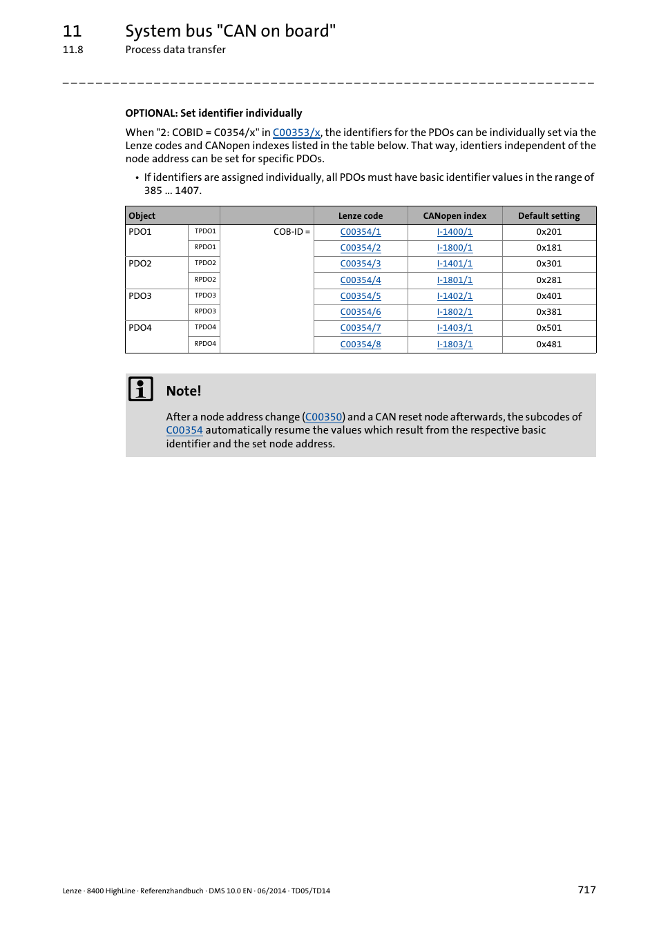 11 system bus "can on board | Lenze 8400 HighLine User Manual | Page 717 / 1576